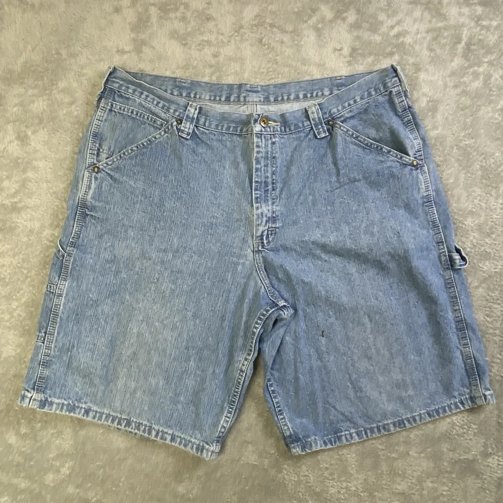 VTG Lee Dungarees Shorts Men Denim 42L Carpenter Work Grunge Baggy Y2K 90s Skate